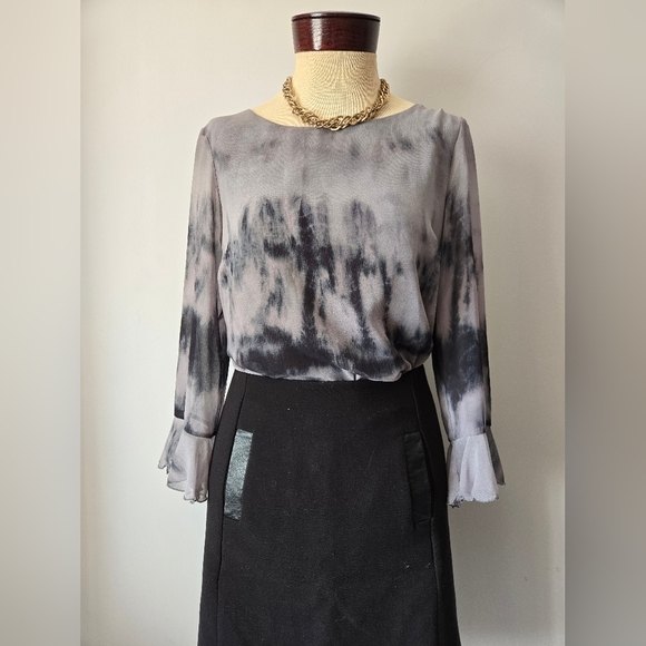 IRIS SETLAKWE Light Grey And Navy Tie Dye Delicate Blouse. Size 2 - Picture 10 of 13